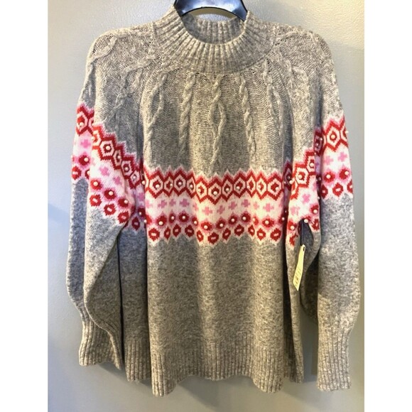 St. John's Bay Sweaters - St Johns Bay NWT Gray Tunic Mock Turtleneck Sweater with Pearl Accents Size XXL